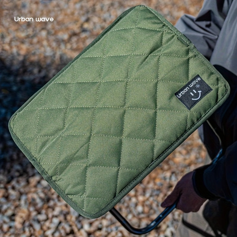 URBANWAVE Portable Folding Stool - Lightweight Aluminum Alloy Square Chair with Quilted Design, Ideal for Camping, Picnics, and Travel, Includes Carrying Bag,