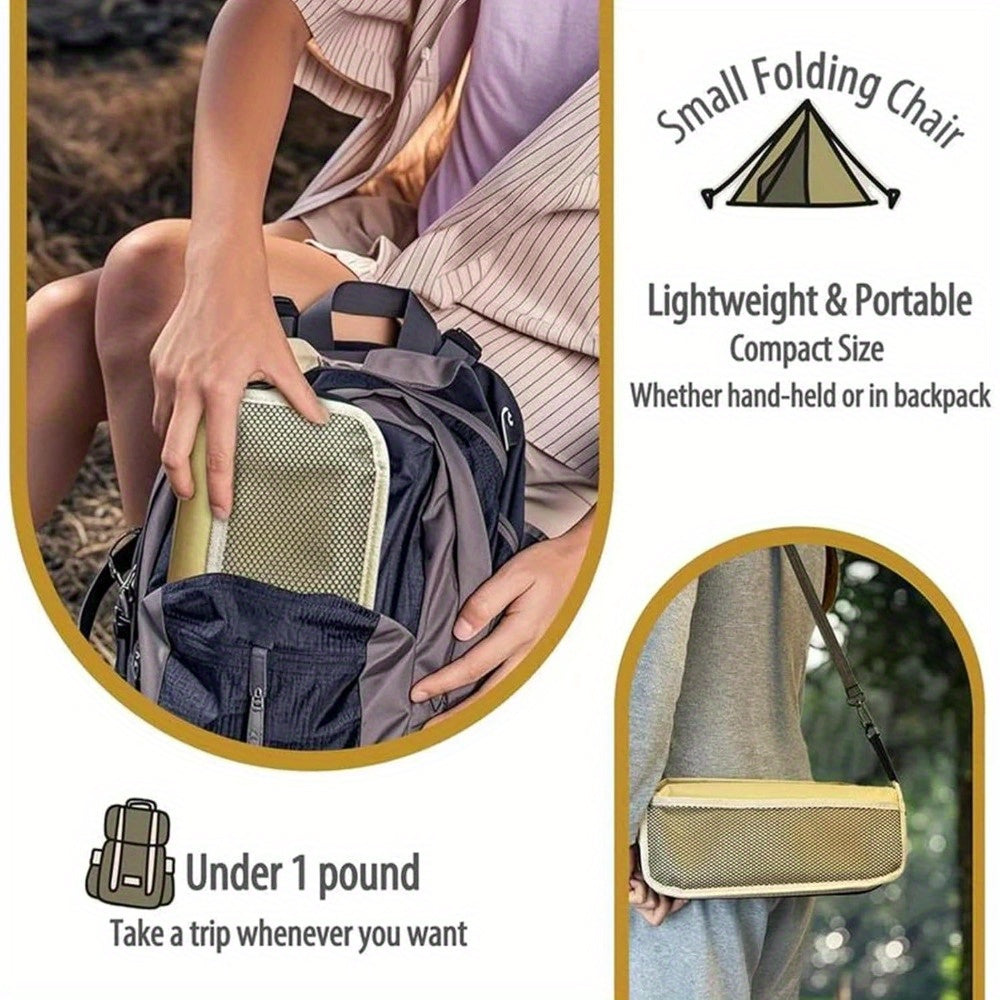 Portable Folding Backpack Chair with Carry Bag - Compact Lightweight Stool for Camping, Fishing, Picnic & Travel - Ergonomic Design,