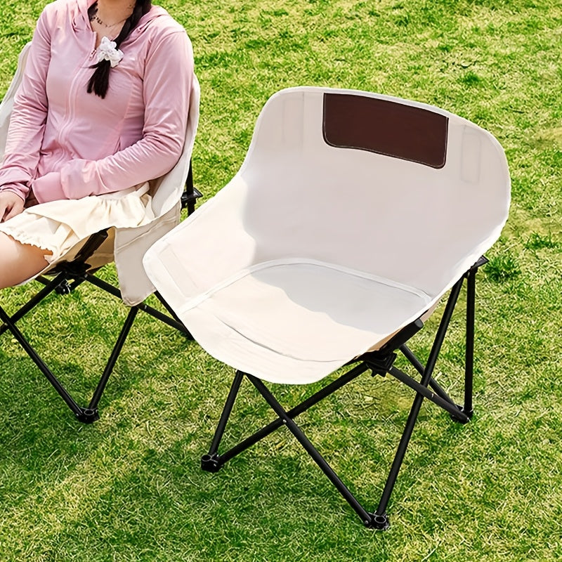 SUNCOJIA Portable Folding Camping Chair, Steel Frame with Oxford Fabric Cover, Backrest Moon Chair for Fishing, Hiking, and Travel, Compact and Durable Design,