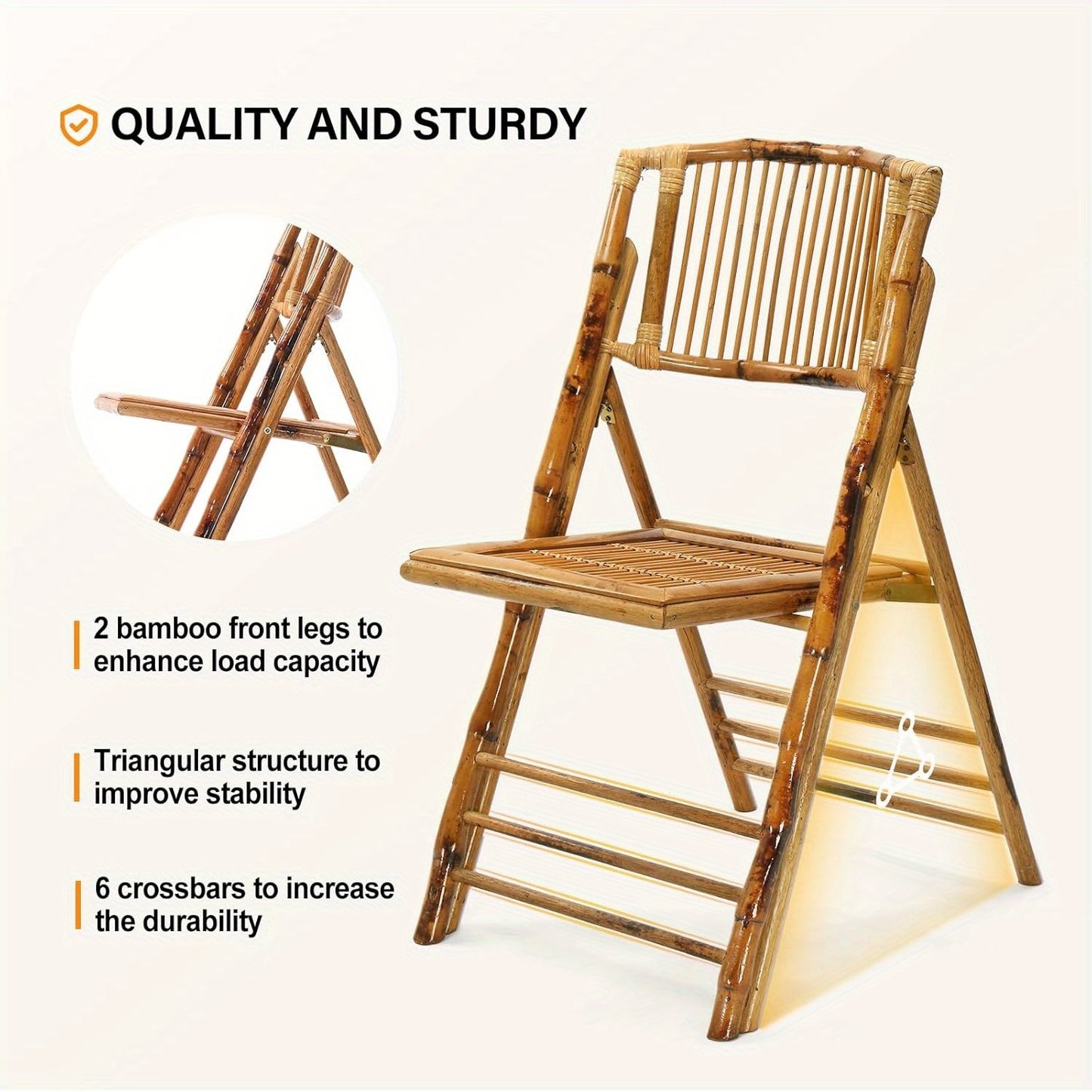 Bonnlo Bamboo Folding Chairs 1\u002F 2\u002F 4 Pack Foldable Dining Wood Chairs for Outdoor Indoor Garden Patio Lawn Porch Wedding Party Event Banquet
