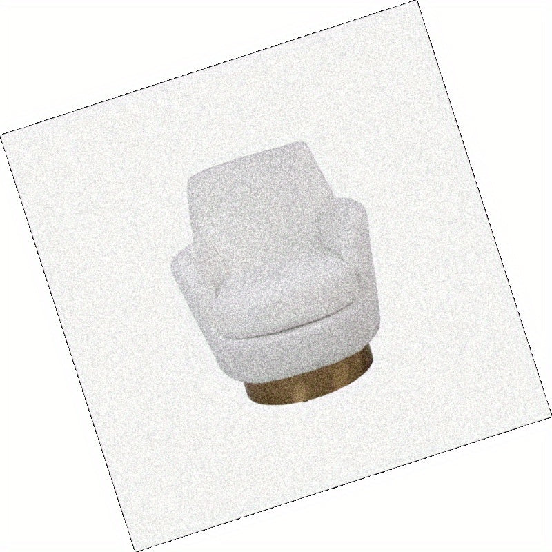 Teddy 360° Swivel Barrel Accent Chair - Plush Round Reading Armchair with Golden Stainless Steel Base, Ivory Upholstery, No Assembly Required for Living Room & Bedroom