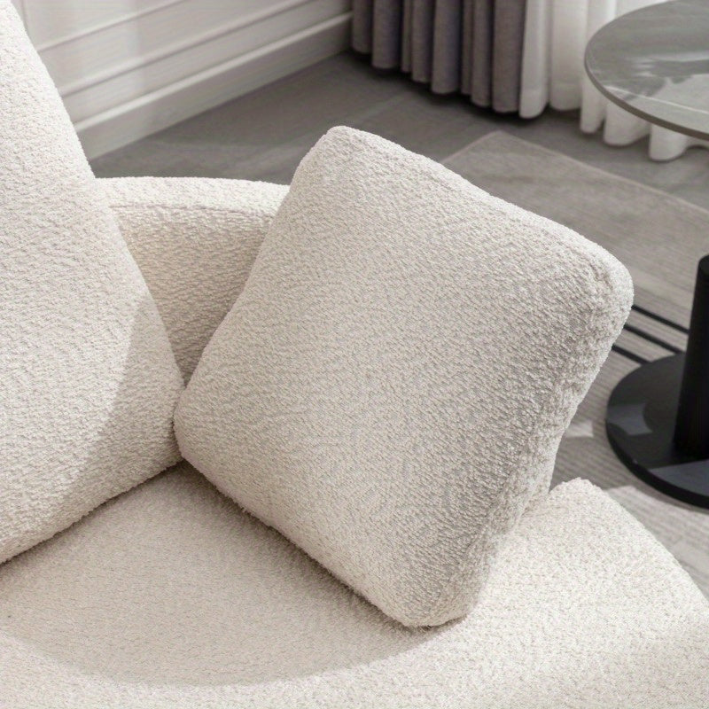 Extra Large 360° Swivel Chair - Cozy Club Style with 3 Pillows, Beige Fabric, Round Design for Living Room, Lounge, or Hotel Use, 40.2D X 42.1W X 34.3H Inch,
