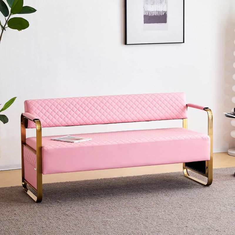 Elegant OmySalon Waiting Room Chair with Arms - 57.5\