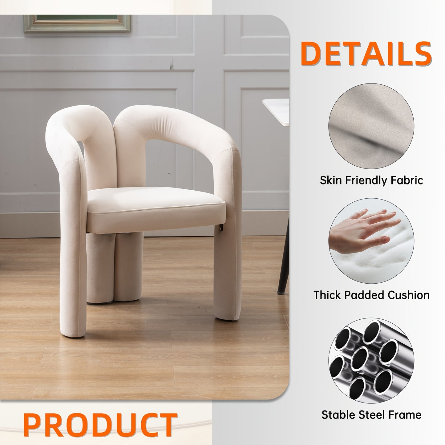 Set Of 2pcs Contemporary Designed Velvet Fabric Upholstered Accent\u002FDining Chair\u002FBarrel Side Chairs Kitchen Armchair for Living Room