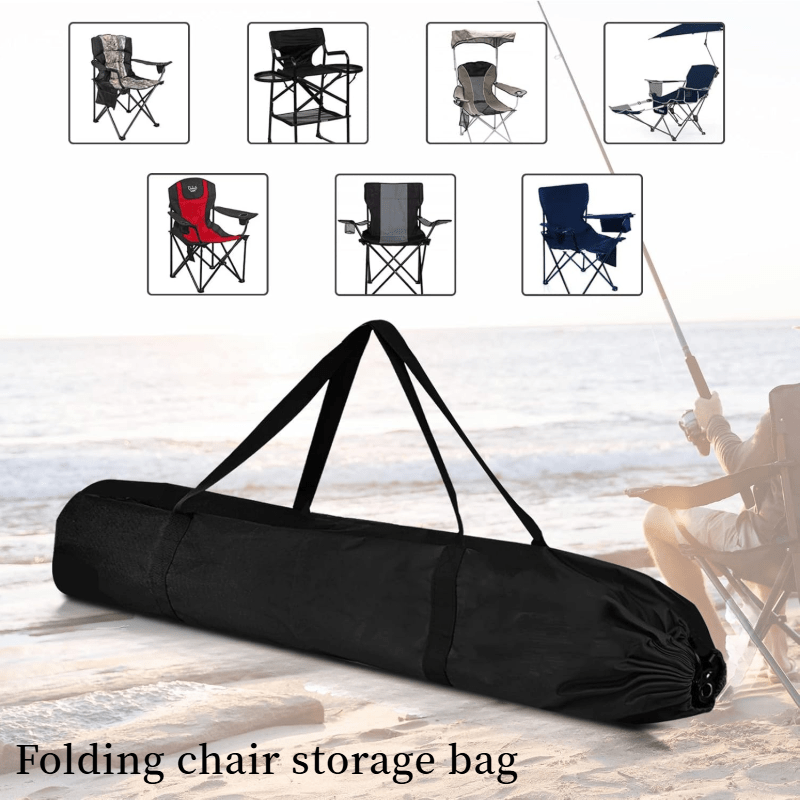 1pc Extra Large Portable Folding Chair Storage Bag with Handle - Durable Compact Lightweight Design for Beach, Travel, Camping & Sports - Black,