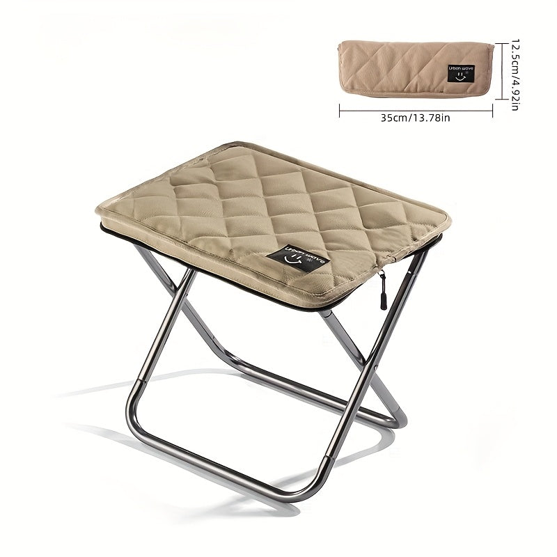 URBANWAVE Portable Folding Stool - Lightweight Aluminum Alloy Square Chair with Quilted Design, Ideal for Camping, Picnics, and Travel, Includes Carrying Bag,