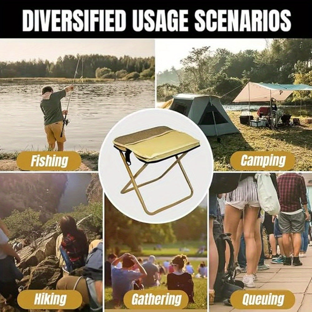 Portable Folding Backpack Chair with Carry Bag - Compact Lightweight Stool for Camping, Fishing, Picnic & Travel - Ergonomic Design,