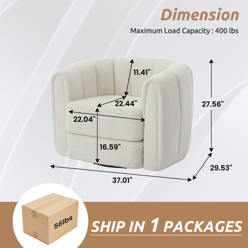 Modern Swivel Barrel Chair - Ergonomic Office & Living Room Armchair with 360-Degree Rotation, Sturdy Metal Base, Compact Space-Saving Design