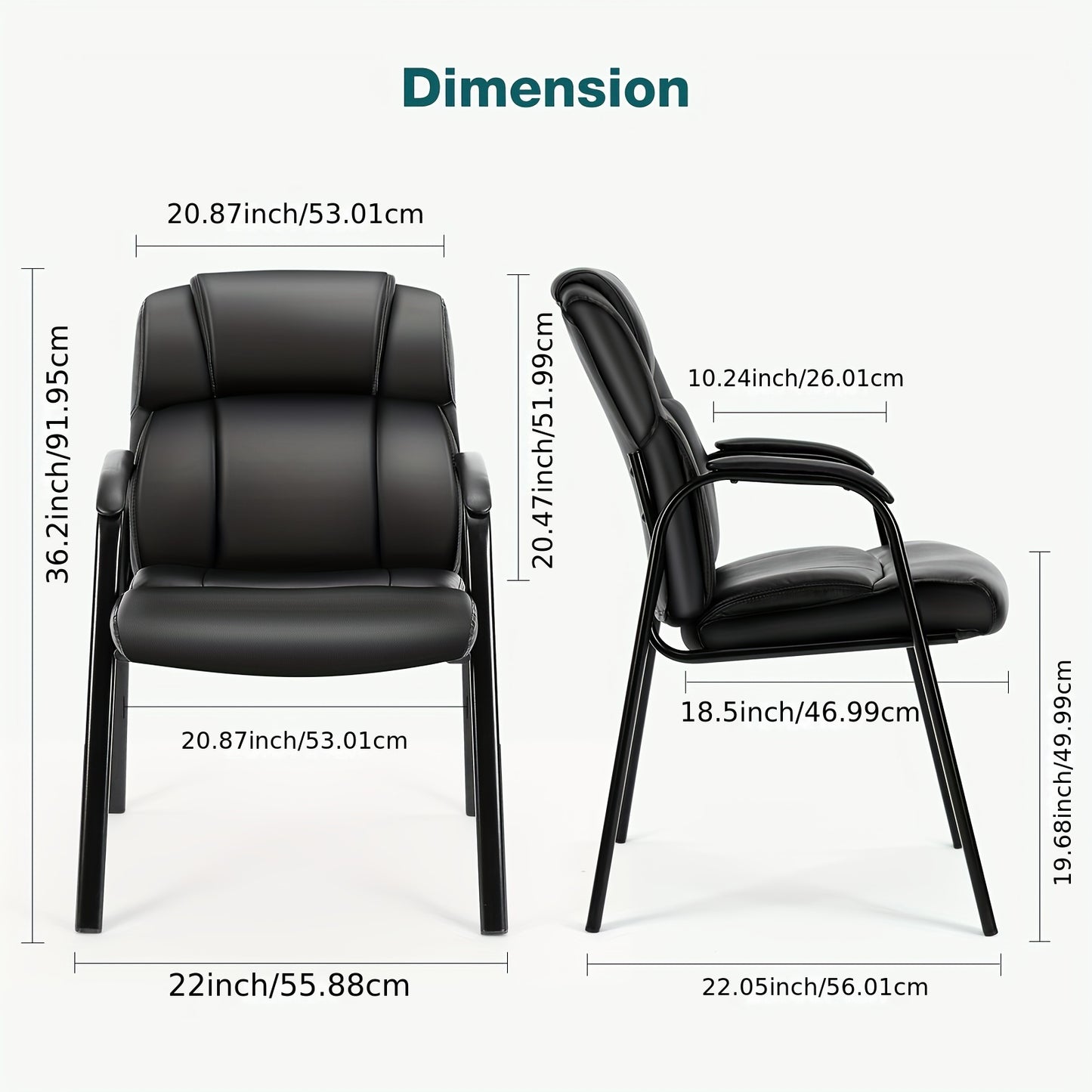 Comfortable Leather Guest Chair with Cushioned Arms-Ideal for Reception, Conference Rooms, Side Office Desks Or Home Use APPLE