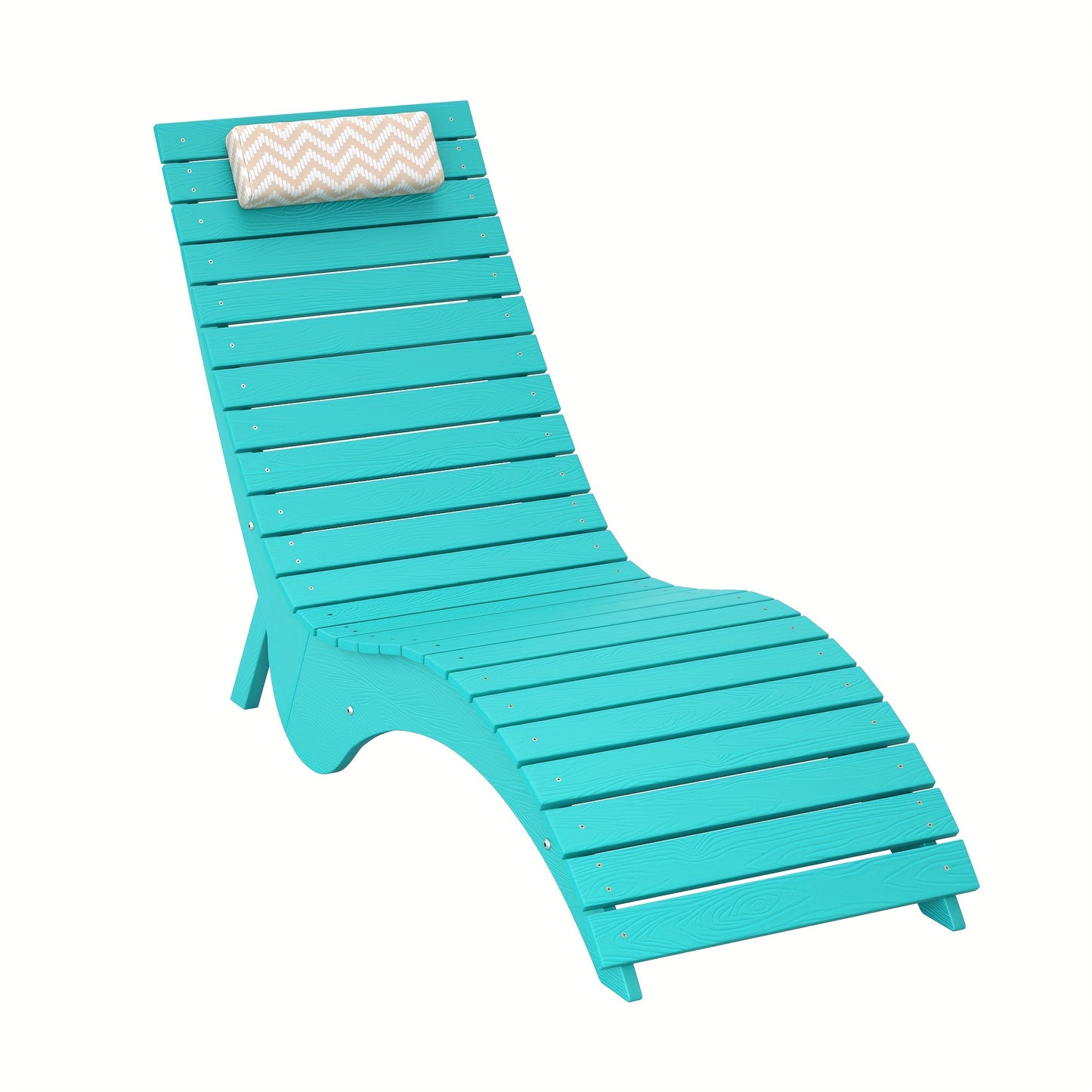 Turquoise HDPE Outdoor Chaise Lounge - Heavy-Duty Body-Hugging recliner chair with Slip-Resistant Base, Easy-Clean Surface for Poolside, Patio, Garden,