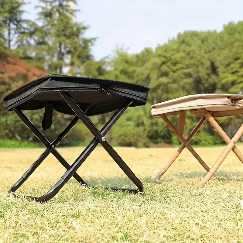 Lightweight Portable Folding Chair - Compact Travel Seat with Iron Alloy Frame, 3-Step Swivel Design for Outdoor Camping, Picnic, and Fishing Enthusiasts,
