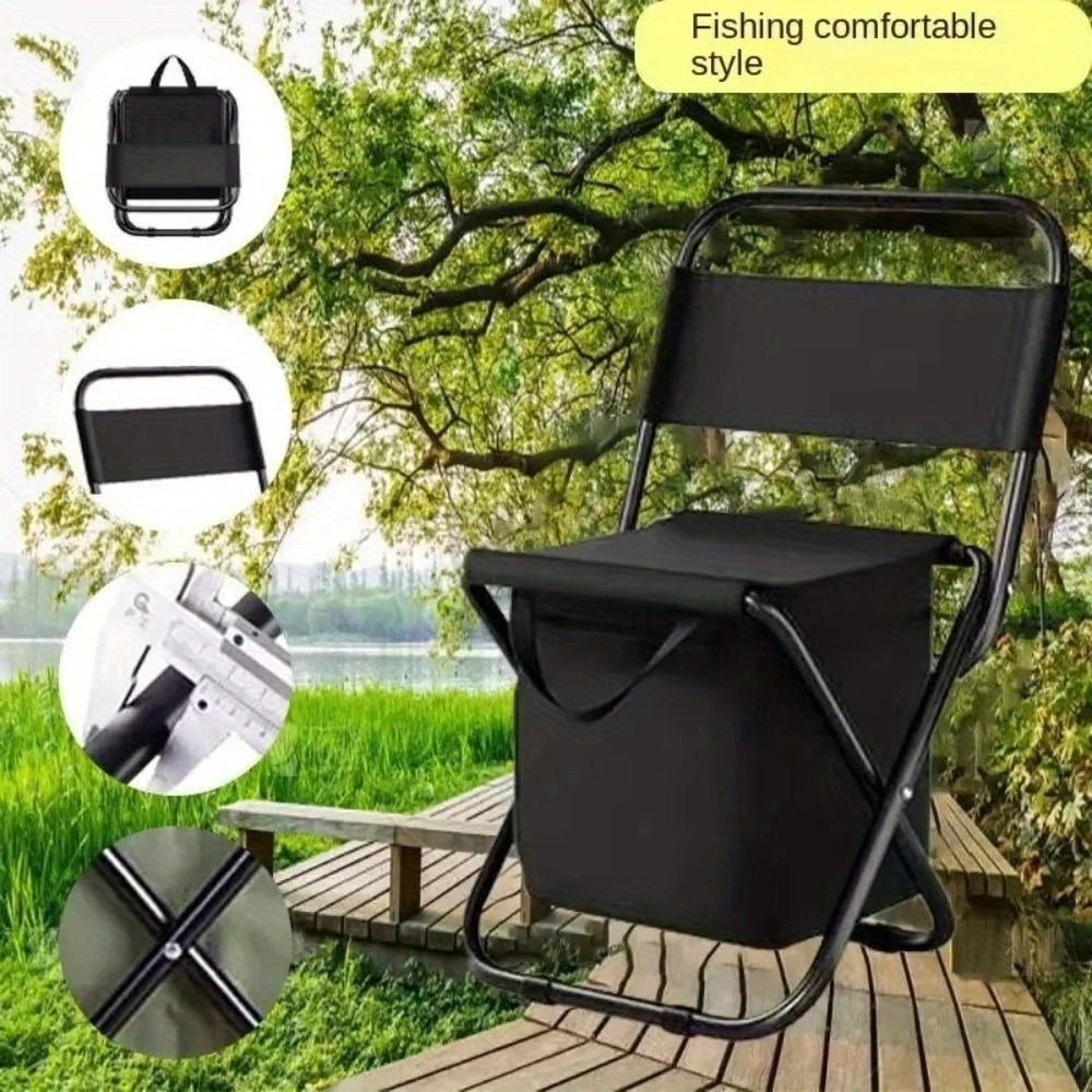 1pc Heavy-Duty Foldable Camping Chair with Portable Compact Foldable Design, Lightweight Portable Outdoor Chair with Sturdy Steel Frame & Oxford Fabric Seat - for Beach,
