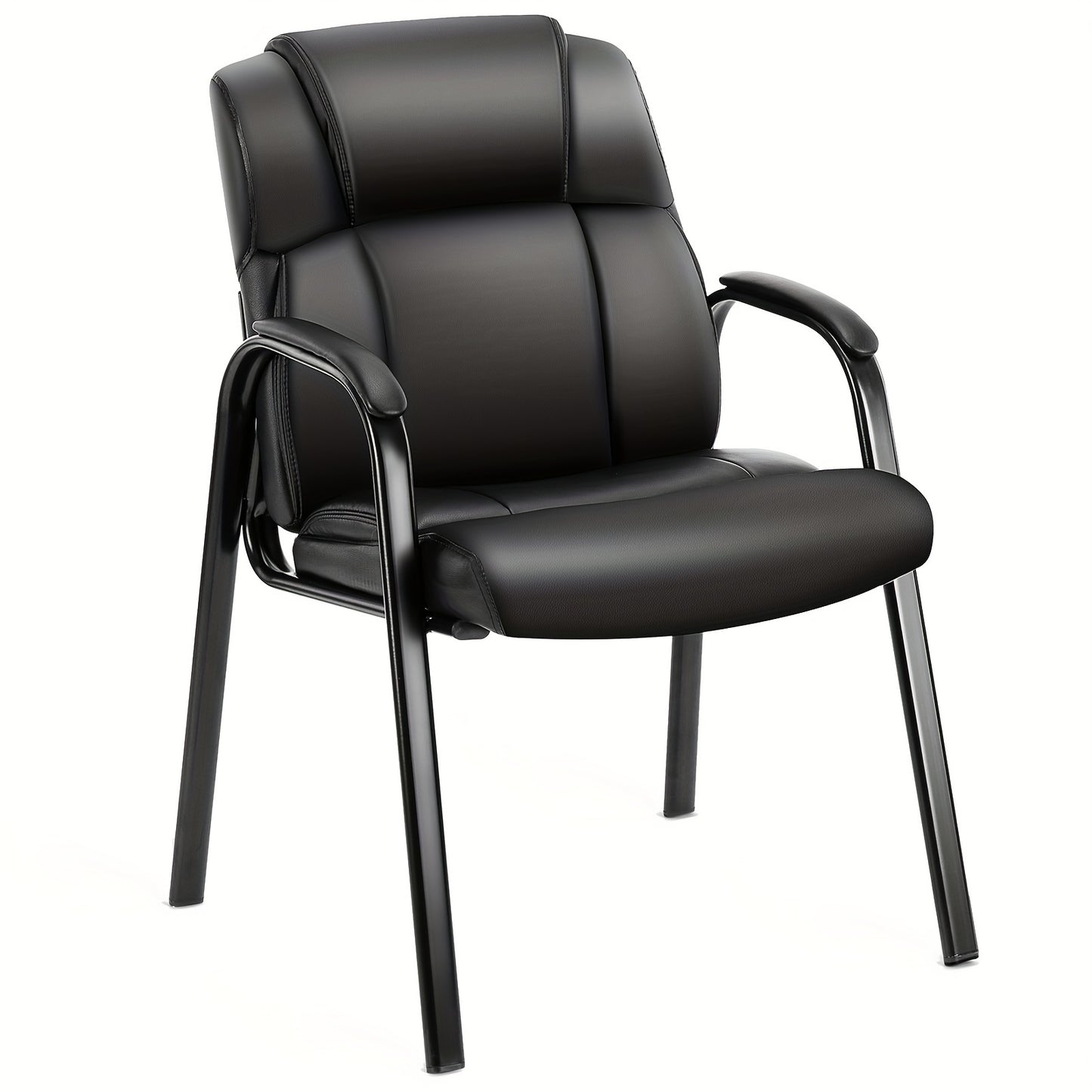Comfortable Leather Guest Chair with Cushioned Arms-Ideal for Reception, Conference Rooms, Side Office Desks Or Home Use APPLE
