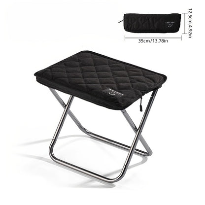 URBANWAVE Portable Folding Stool - Lightweight Aluminum Alloy Square Chair with Quilted Design, Ideal for Camping, Picnics, and Travel, Includes Carrying Bag,