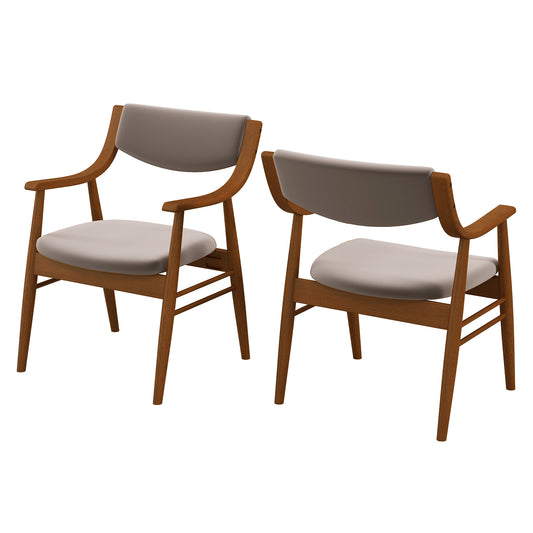 LIFEZEAL Velvet Dining Chair Set of 2 w\u002FPadded Seat & Back Armrests Rubber Wood Frame