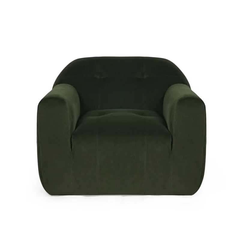 2025 Modern Club Chair - Olive Green Boucle Fabric Accent Chair, No Assembly Required, Sleek Minimalist Design for Living Room, Lounge, Reading Nook - Easy-Clean