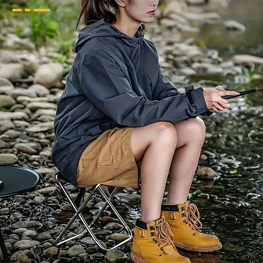 Ultra-Lightweight Compact Folding Stool - Durable Metal Frame, Quick-Fold Portable Design for Travel, Camping, Fishing & Outdoor Adventures
