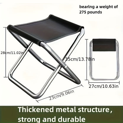 Ultra-Lightweight Compact Folding Stool - Durable Metal Frame, Quick-Fold Portable Design for Travel, Camping, Fishing & Outdoor Adventures