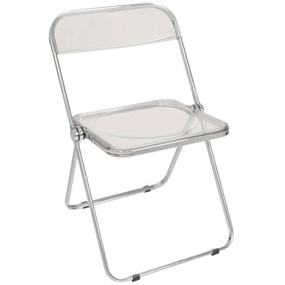 Modern Clear Folding Chair with Metal Frame – Lightweight, Ergonomic Design for Indoor Use, Ideal for Dining Room, Office, and Events, Foldable Chair