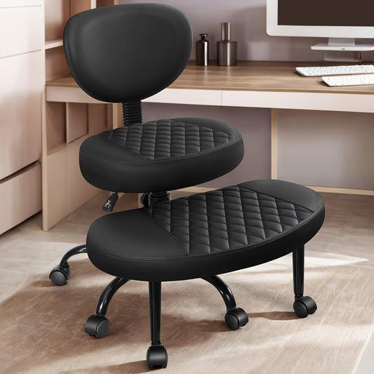 Ergonomic Cross-Legged Chair Kerdom Ergonomic Adjustable Height Cross-Legged Chair | 360° Swivel & 5-Wheel Rolling Base, Soft Padded Comfort for Home Office,