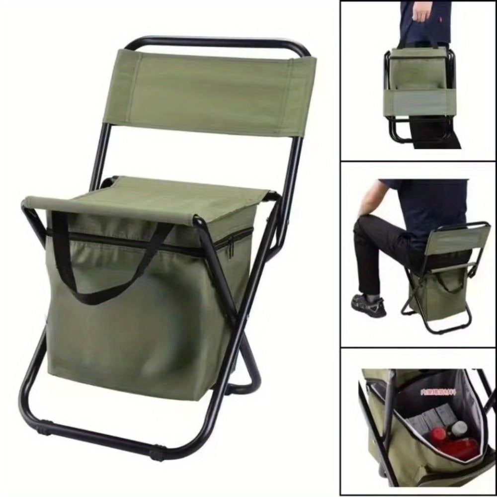 1pc Heavy-Duty Foldable Camping Chair with Portable Compact Foldable Design, Lightweight Portable Outdoor Chair with Sturdy Steel Frame & Oxford Fabric Seat - for Beach,