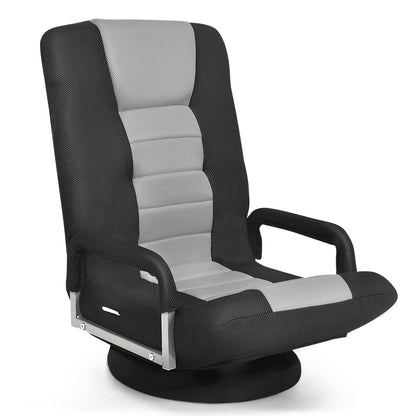 1pc LIFEZEAL Ergonomic Folding Gaming Chair, 5-Position Adjustable Backrest, Metal Frame, Mesh Weave, Swivel Lazy Sofa for Relaxation, Meditation,