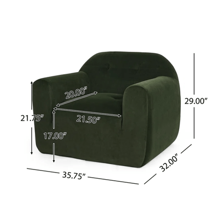 2025 Modern Club Chair - Olive Green Boucle Fabric Accent Chair, No Assembly Required, Sleek Minimalist Design for Living Room, Lounge, Reading Nook - Easy-Clean