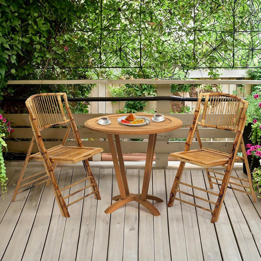 Bonnlo Bamboo Folding Chairs 1\u002F 2\u002F 4 Pack Foldable Dining Wood Chairs for Outdoor Indoor Garden Patio Lawn Porch Wedding Party Event Banquet