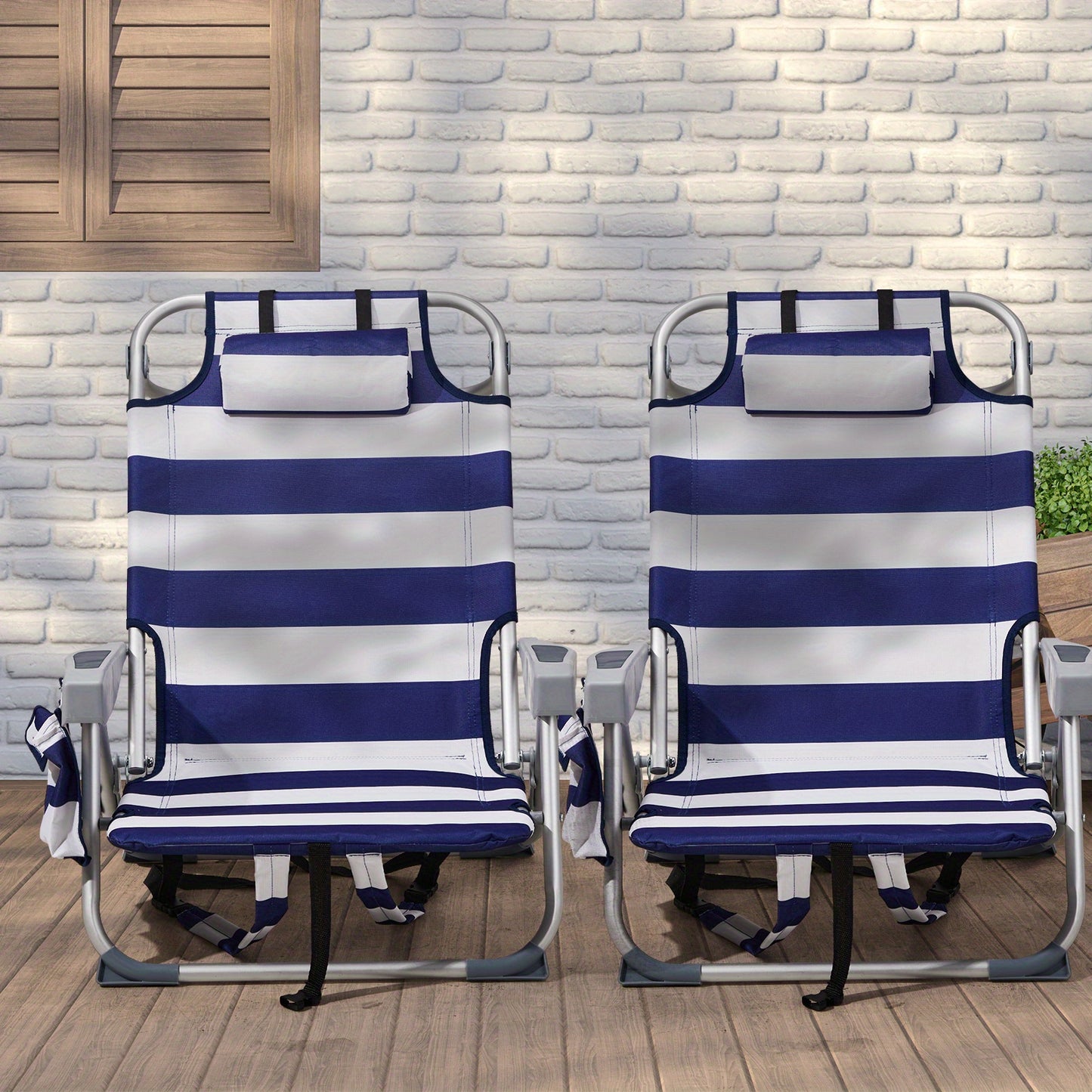 1pc Multi-pattern Beach Chair Outdoor Portable Folding Chair Thickened Oxford Fabric Silvery White Aluminum Alloy Bracket Dwarf Beach Vacation Camping Lounger