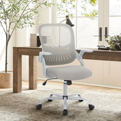 Office Computer Desk Chair, Ergonomic Mid-Back Mesh Rolling Work Swivel Task Chairs with Comfortable Lumbar Support, Wheels, Comfy Flip-up Arms for Home,