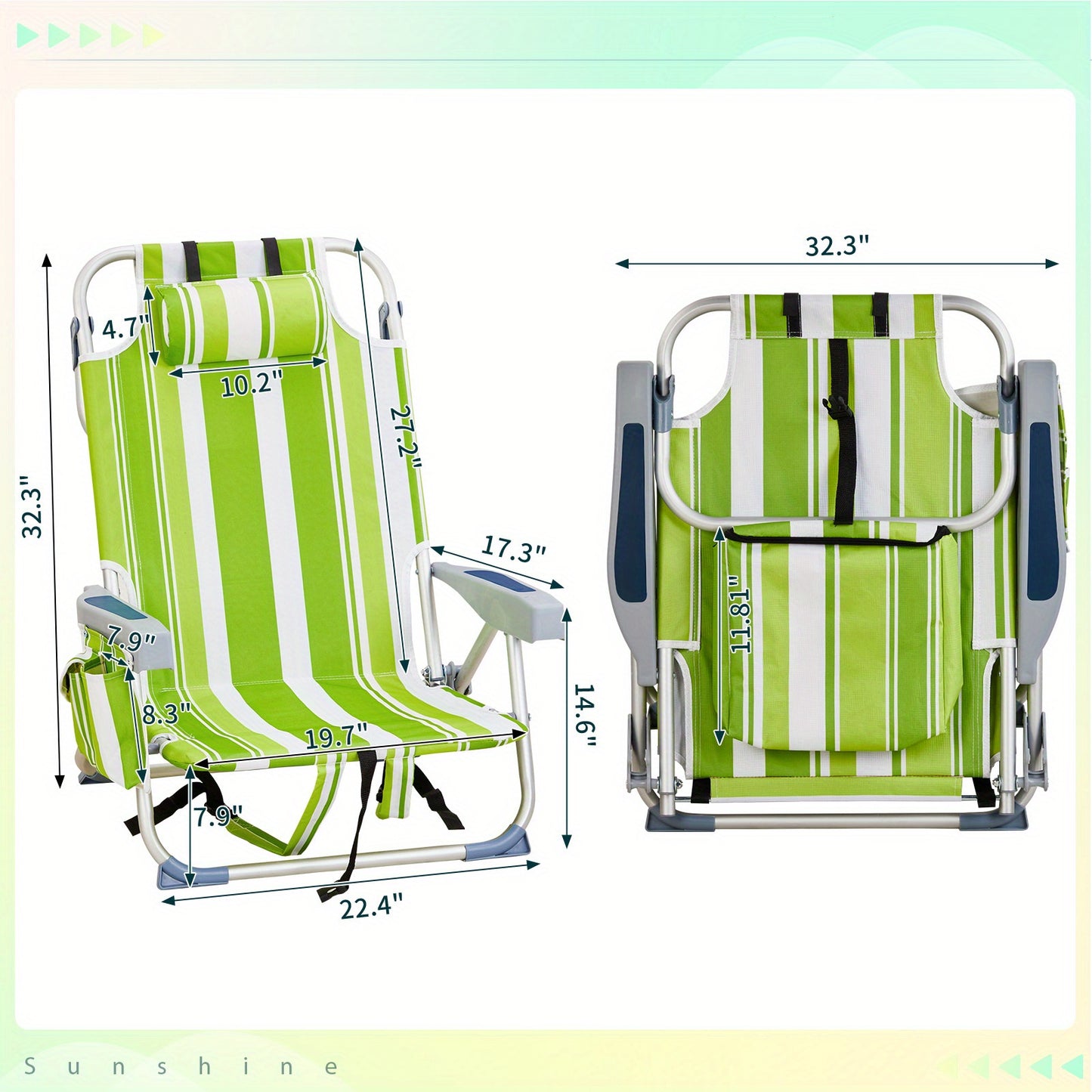 1pc Multi-pattern Beach Chair Outdoor Portable Folding Chair Thickened Oxford Fabric Silvery White Aluminum Alloy Bracket Dwarf Beach Vacation Camping Lounger