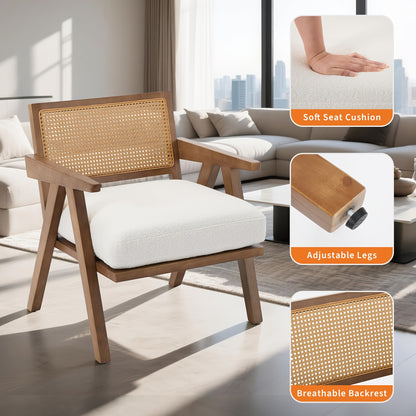 Mid-Century Modern Accent Chair - Heavy-Duty Living Room, Office, or Bedroom Chair with Sturdy Wood Legs, Easy Assembly, No Electrical Needed