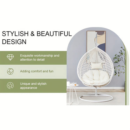 Egg Chair Indoor, Hanging Egg Chair With Stand, Egg Chair Outdoor With Cushions And Pillows, Egg Swing Chair, Stylish Design, Sturdy And Durable, Soft And Comfortable,