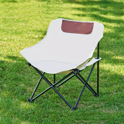 SUNCOJIA Portable Folding Camping Chair, Steel Frame with Oxford Fabric Cover, Backrest Moon Chair for Fishing, Hiking, and Travel, Compact and Durable Design,