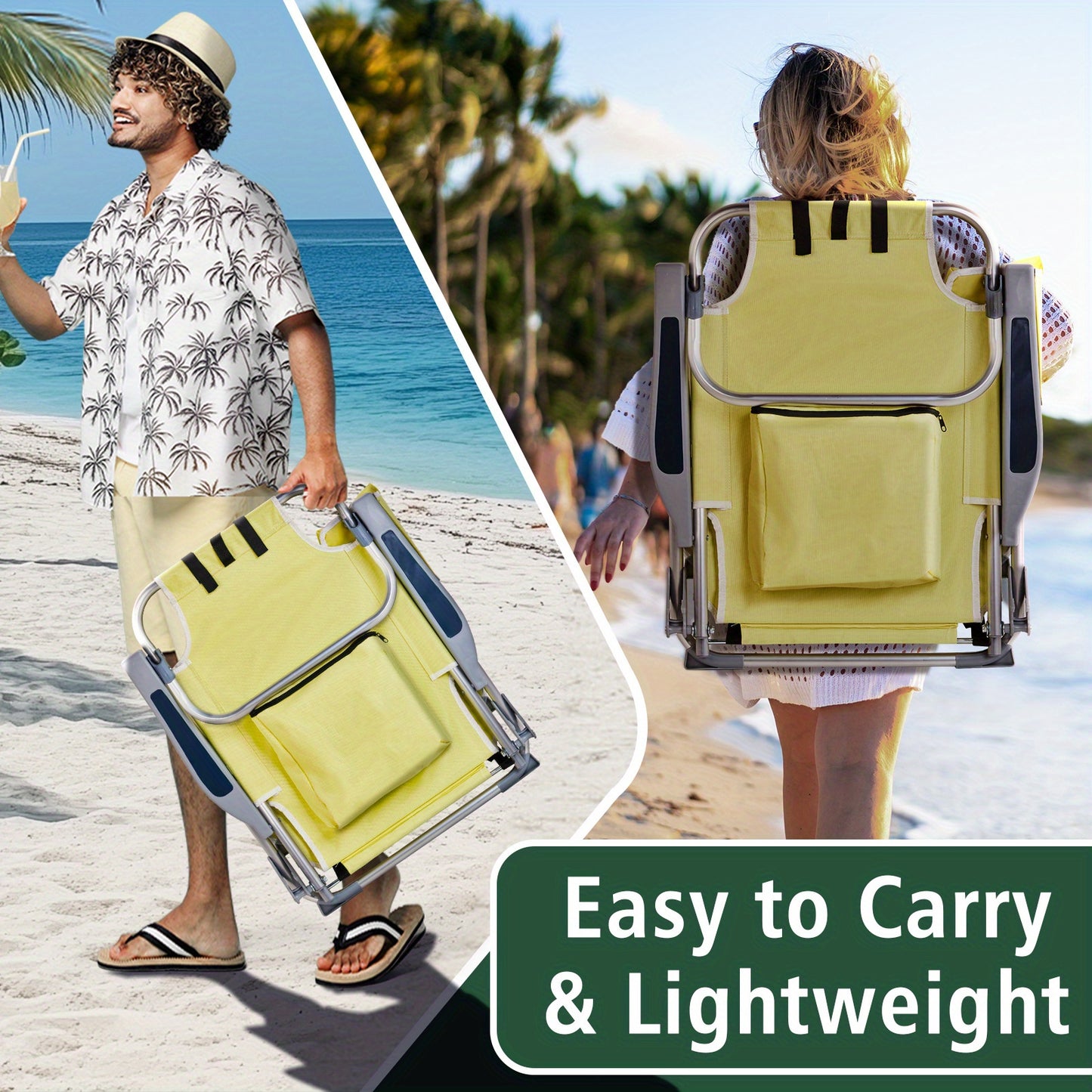 1pc Multi-pattern Beach Chair Outdoor Portable Folding Chair Thickened Oxford Fabric Silvery White Aluminum Alloy Bracket Dwarf Beach Vacation Camping Lounger