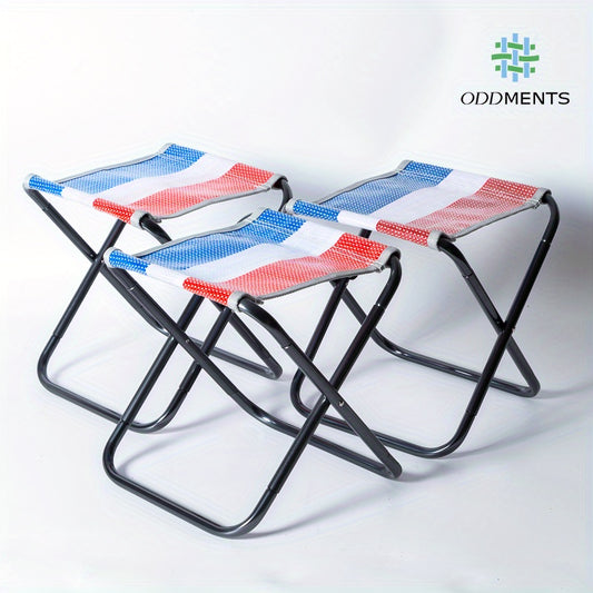 ODDMENTS Portable Folding Camping Chair - Lightweight & Easy to Store, Durable Black Frame