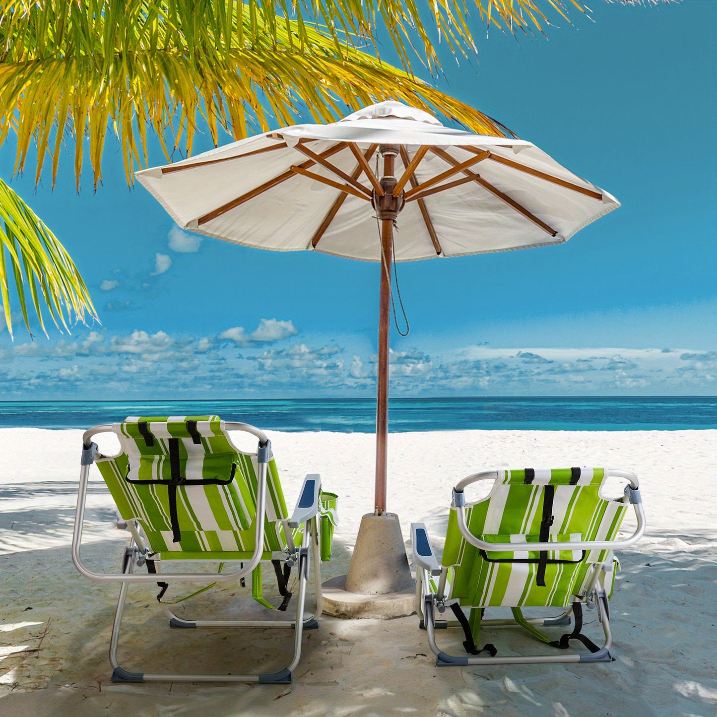 1pc Multi-pattern Beach Chair Outdoor Portable Folding Chair Thickened Oxford Fabric Silvery White Aluminum Alloy Bracket Dwarf Beach Vacation Camping Lounger