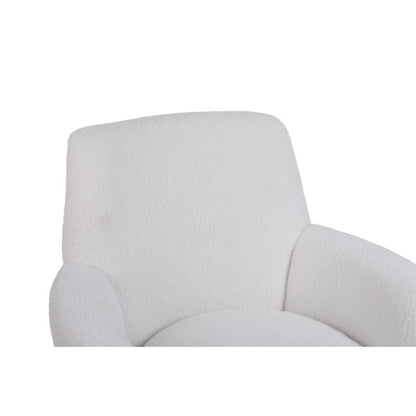 Teddy 360° Swivel Barrel Accent Chair - Plush Round Reading Armchair with Golden Stainless Steel Base, Ivory Upholstery, No Assembly Required for Living Room & Bedroom