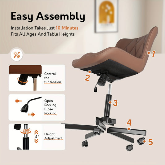 Armless Desk Chair, Morden Home Office Chair No Arms, Adjustable Height & Rocking Computer Gaming Chair, Vanity Chair, Ergonomic Seat Soft Padded Desk Chairs