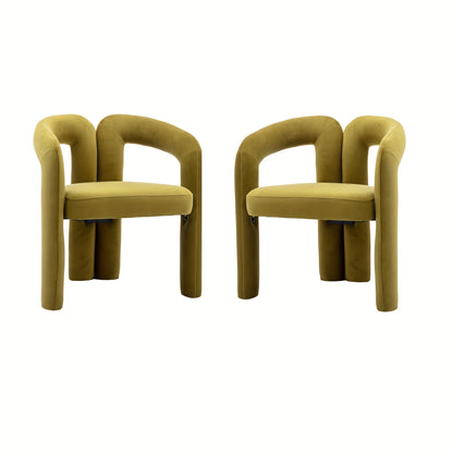 Set Of 2pcs Contemporary Designed Velvet Fabric Upholstered Accent\u002FDining Chair\u002FBarrel Side Chairs Kitchen Armchair for Living Room