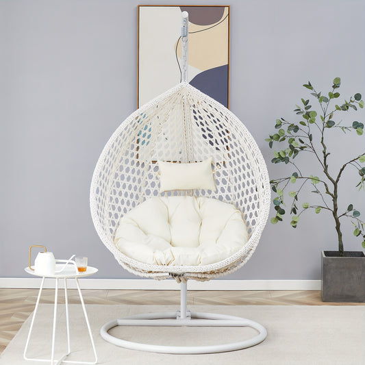 Egg Chair Indoor, Hanging Egg Chair With Stand, Egg Chair Outdoor With Cushions And Pillows, Egg Swing Chair, Stylish Design, Sturdy And Durable, Soft And Comfortable,