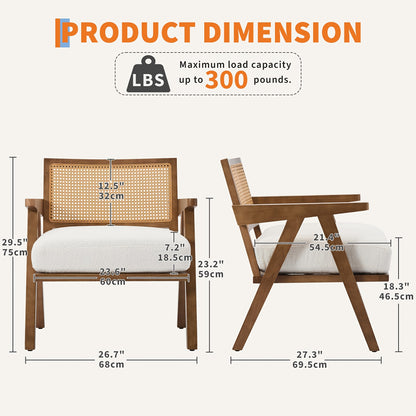 Mid-Century Modern Accent Chair - Heavy-Duty Living Room, Office, or Bedroom Chair with Sturdy Wood Legs, Easy Assembly, No Electrical Needed
