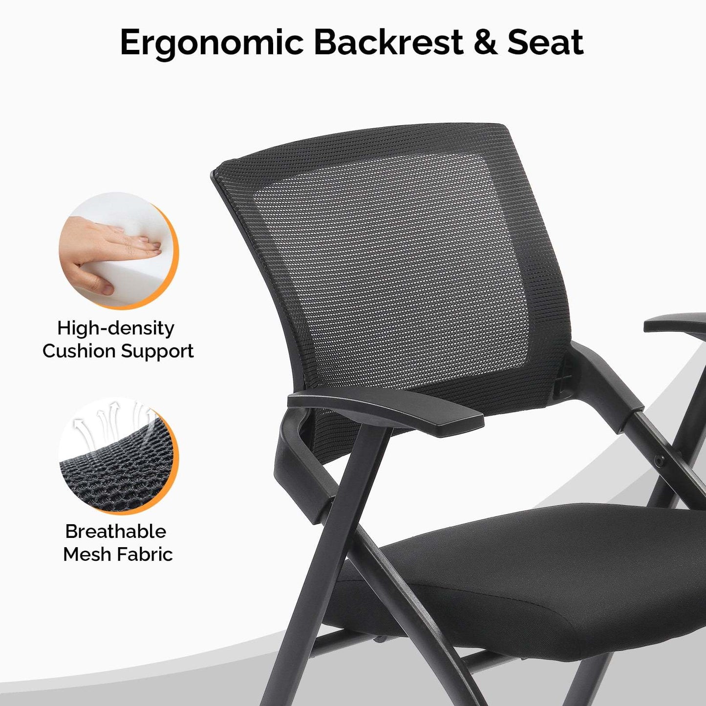 LEADZM Conference Room Chair Folding Office Chair Stackable Side Chair with Wheels and Adjustable Armrest For Home Meeting Furniture 2 Pack, Black