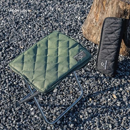 URBANWAVE Portable Folding Stool - Lightweight Aluminum Alloy Square Chair with Quilted Design, Ideal for Camping, Picnics, and Travel, Includes Carrying Bag,