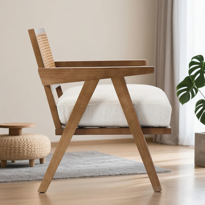 Mid-Century Modern Accent Chair - Heavy-Duty Living Room, Office, or Bedroom Chair with Sturdy Wood Legs, Easy Assembly, No Electrical Needed