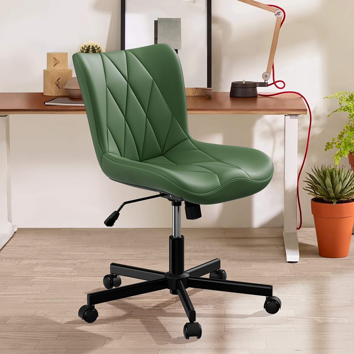Armless Desk Chair, Morden Home Office Chair No Arms, Adjustable Height & Rocking Computer Gaming Chair, Vanity Chair, Ergonomic Seat Soft Padded Desk Chairs