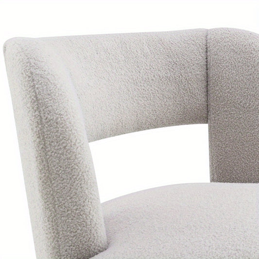 Swivel Barrel Chair with Soft Teddy Fabric, Round Accent Chair for Living Room Bedroom Office, Comfy Rotating Seat with Performance Fabric, Cozy Grey Chair for Relaxing