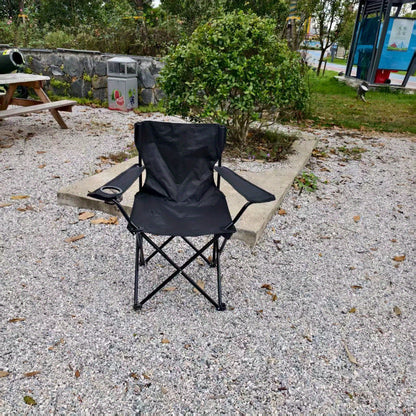 Portable Folding Camping Chair with Adjustable Backrest - Lightweight Outdoor Fishing & Picnic Chair, Durable Black Frame