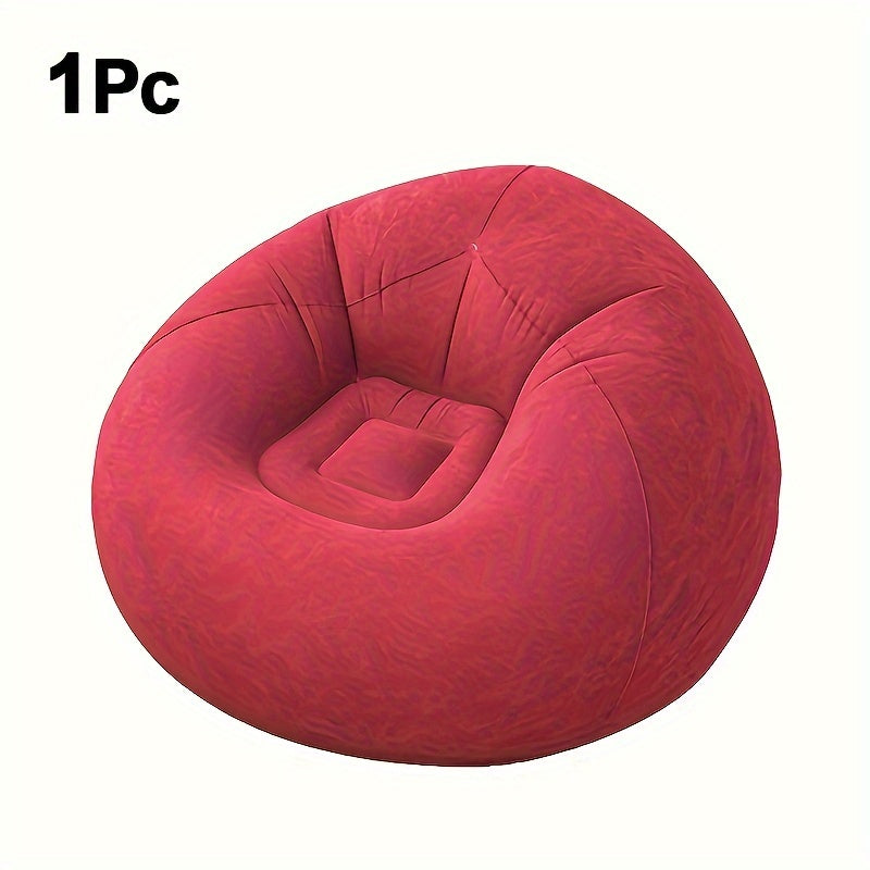 1pc Soybean Bag Chair, Inflatable Sofa Chair, Soft, Comfortable, Outdoor, Lazy Seat, Tatami Chair, Sofa Cover, Lazy Sofa, Circular Single Sofa, Living Room,