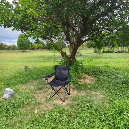 Portable Folding Camping Chair with Adjustable Backrest - Lightweight Outdoor Fishing & Picnic Chair, Durable Black Frame